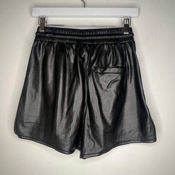 Joie Black Faux Leather Drawstring Regan Shorts Size 2 - Picture 5 of 7